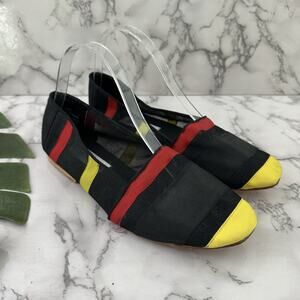 Nicole Womens Vintage 90s Loafer Flats Size 10 Black Mesh Ribbon Trim Slip On